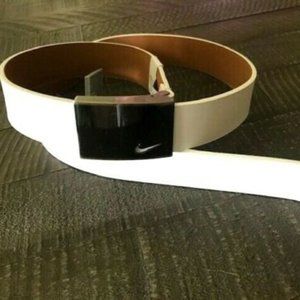 New NIKE Men's Optimum Fit White Leather GOLF Belt